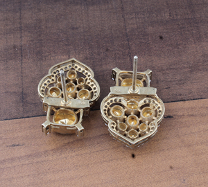 Boucles d'oreilles pendantes vintage en moissanite plaquée or de luxe, style victorien traditionnel, moissanite non taillée, bijoux de haute qualité - Product Image 6