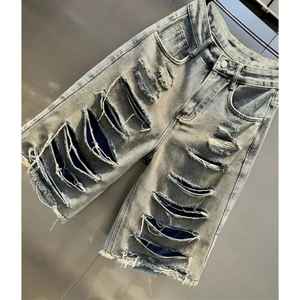 Shorts Bermuda en jean délavé pour homme, taille mi-haute, écoresponsables, à coutures invisibles, taille élastique, anti-plis, couleur unie, vente en gros - Product Image 4