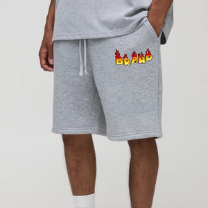 Pantalones Cortos Bermuda para Hombre, Grises, de Algodón Transpirable y Ecológico, con Logotipo Frontal, Cintura Elástica, Estilo Casual - Product Image 4