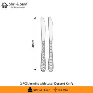 Cuchillos de cena de acero inoxidable cortados con láser de jazmín de 3 piezas - Product Image 3