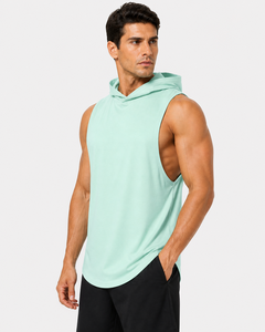 Camiseta sin mangas con capucha para hombre, tela transpirable de primera calidad, corte deportivo elegante, perfecta para el gimnasio o uso casual, mantente fresco y a la moda. - Product Image 5