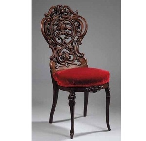 Luxury Handcrafted Solid Wood Dining <b>Chair</b> Ornate Baroque Scroll Carving <b>Red</b> <b>Velvet</b> Upholstered Seat - Product Image 1