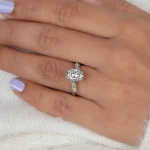 Anillo de banda ondulada con diamante de corte ovalado de moissanita para mujer, plata 925 original, regalo de boda, promesa, para ella - Product Image 6