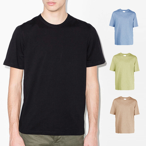 T-shirt en coton noir à manches courtes et col rond pour homme, coupe classique, style décontracté, jersey tricoté, couleur unie, teinture unie - Product Image 6
