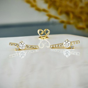 Boucles d'oreilles clous en diamant rond brillant cultivé en laboratoire en or massif 14 carats, bijoux élégants et minimalistes pour femme, idéales pour les mariages et les cadeaux. - Product Image 2