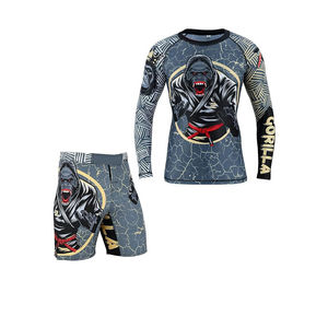 Men's 2PCS Custom MMA Set Rash Guard Top and <b>Shorts</b> Lightweight Polyester Stretch BJJ Jiu Jitsu Muay Thai <b>Kickboxing</b> - Product Image 1