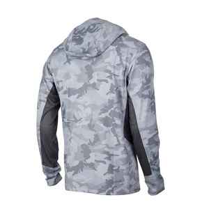 Custom Logo Men's Fishing Hoodie <b>Grey</b> Camouflage Pullover UPF 50 Quick Dry Performance <b>Jacket</b> with Face Mask - Product Image 2