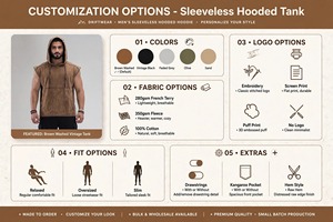 Wholesale Custom Men's Washed Vintage <b>Sleeveless</b> Hooded Tank Top Brown Oversized <b>Hoodie</b> Vest Streetwear Gym 100% Cotton - Product Image 5