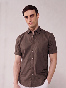 Camisas de Vestir Tejidas de Manga Corta, 100% Algodón, Transpirables e Informales, con Logotipo en la Parte Posterior del Cuello, para Hombre, Marca Enovate - Product Image 4