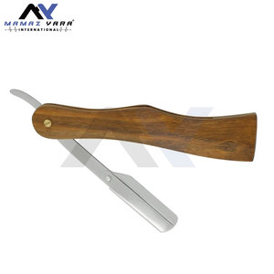 High Quality Barber Razor Stainless Steel Straight Razor <b>Single</b> Blade Face Shaving Razor <b>Swing</b> Lock Custom Color Wooden Handle - Product Image 5