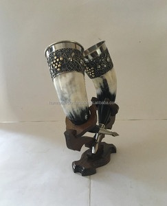 Corne à boire Viking authentique avec moulage en laiton pour Ale Mead Beer Norse Horn Natural Shine - Product Image 2