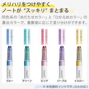ปากกาเน้นข้อความโคคูโย มาร์คตัส(2 สีในหนึ่งด้าม) - แพ็ค 5 ด้าม PM-MT100-5S - Product Image 3