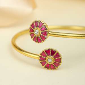 Beautiful Occasion Wear Anokhi Kundan Floral Motif <b>Bracelet</b> 925 <b>Silver</b> Gold Plated Women Jewelry - Product Image 3