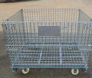 Heavy Duty Industrial Wire Mesh Roll Cage Durable Workshop Storage <b>Trolley</b> with 360 Degree Swivel for Logistics Transport - Product Image 3