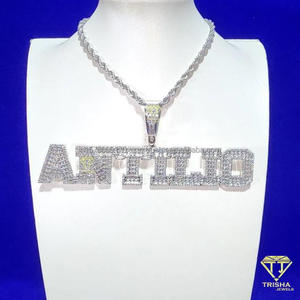 Pendentif de luxe « 4CC » avec diamant Moissanite, chaîne Hip Hop, collier personnalisé avec lettre pour hommes et femmes - Product Image 5