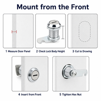 Serrure cylindrique nickelée de haute qualité DG-DELER avec loquet à quart de tour pour armoire/tiroir/borne de courrier - 2 clés