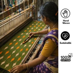 Tela de Algodón Ikat Tejida a Mano, Sostenible, Hecha por Artesanos, Ecológica, Suave, Transpirable, Estilo Boho, Textil para Decoración del Hogar y Prendas de Vestir - Product Image 5