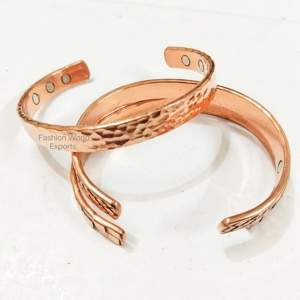Strong Magnet Copper Cuff Bracelet Fashionable Hammered Magnetic Therapy <b>Wristband</b> for Anti-Inflammation & Pain Relief - Product Image 1