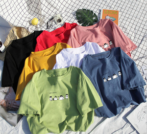 Camisetas Lisas de Alta Calidad para Mujer, Nuevo Diseño, Impresión Personalizada, Camisetas de Cuello Redondo a la Moda para Mujer, al por Mayor - Product Image 1