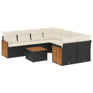 Set Divano da Giardino in Rattan con Cuscini, Design Contemporaneo Nero, Mobili in Vimini PE Impermeabile per Patio e Terrazza - Product Image 4