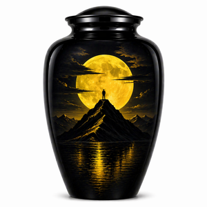 Beautiful Nature Yellow Black Sticker with Enamel <b>Memorial</b> Cremation Urn for Adults Human Funeral Ashes - Product Image 3