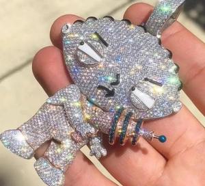 Beau pendentif en argent sterling Moissanite blanc forme ronde pendentif personnalisé cadeau pour anniversaire - Product Image 2