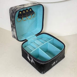 Western Hair On Cowhide <b>Jewelry</b> <b>Box</b> With Hand Tooled Leather Floral Design Velvet Organizer <b>Travel</b> Storage Case For Women Gifts - Product Image 6