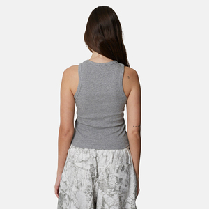 Top Corto de Punto Gris para Mujer, Cuello Redondo, Sólido, Informal, Transpirable, Mezcla de Algodón y Elastano, Corto - Product Image 2