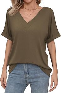 T-shirts d'été pour femmes à manches chauve-souris, broderie de logo personnalisée, respirants, écologiques, grandes tailles, col en V, coupe ample - Product Image 3