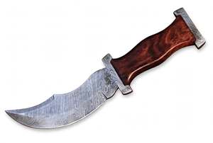 Handcrafted Patterned Steel Curved-Profile Utility <b>Craft</b> <b>Tool</b> Burl Wood Handle Executive Display Piece - Product Image 3
