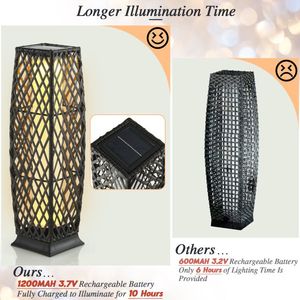 Ensemble de 2 lampes solaires à LED en osier diamanté pour la décoration de jardin - Product Image 5