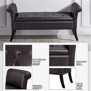 Portaoggetti marrone scuro e panca imbottita per mobili da soggiorno - Product Image 5