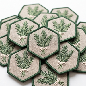 Parches bordados de hierbas hexagonales de romero, con diseño de racimo botánico, para delantales de cocina, proveedor mayorista - Product Image 1