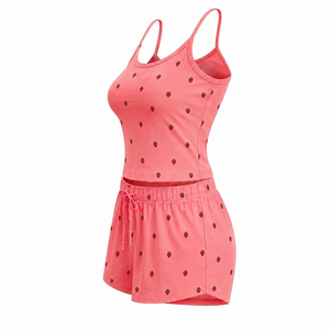 Ensemble 2 pièces tricoté décontracté et mignon pour femme, motif uni, confortable et respirant, idéal pour la maison – Meilleures ventes d'été - Product Image 2