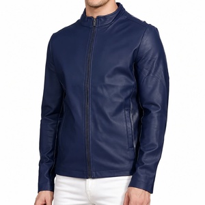 Unisex PU Leather <b>Jacket</b> Turn-down Collar Zipper Closure Slim Fit <b>Smart</b> Casual Regular Sleeve Winter Windproof Front Logo - Product Image 1