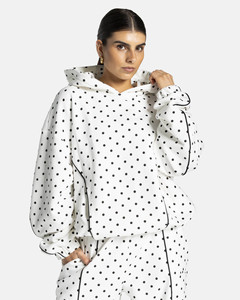 Survêtements pour femmes en gros, deux pièces, avec logo personnalisé, sweat à capuche oversize avec passepoil, respirants, style streetwear - Product Image 3