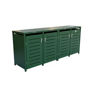Outdoor <b>Plastic</b> Garbage Storage <b>Enclosure</b> Rectangular Green Weather Resistant With Lids for Garden EDPTBC000 - Product Image 1