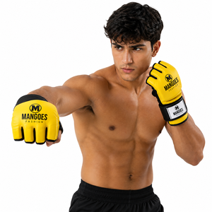 Gants de boxe et d'arts martiaux en cuir PU respirant à demi-doigts, personnalisables avec logo OEM, sérigraphiés de haute qualité - Product Image 2