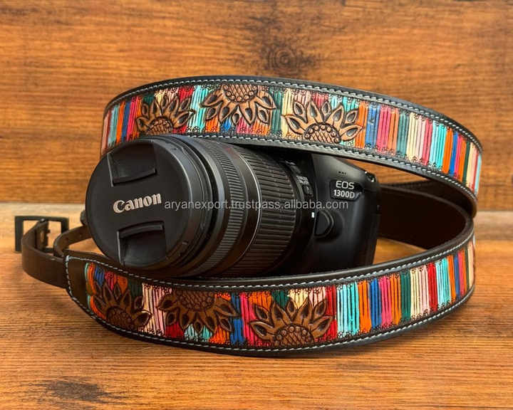 New 2025 Custom Logo Quick Release Hand Tooled Cowhide Leather Camera Straps Adjustable Size Shoulder Strap for DSLR Nikon Canon