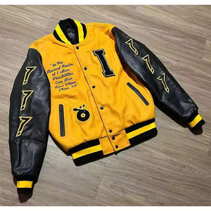 Chaqueta Varsity de la Liga Negra para Hombre, Nueva Llegada, Lana y Cuero, Talla Grande, Prenda Exterior Elegante - Product Image 5