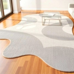 Hand Tufted <b>Grey</b> Organic Abstract Wool <b>Rug</b>, Irregular Minimalist Area Carpet for <b>Living</b> <b>Room</b> Bedroom Home Decor Wholesale - Product Image 3