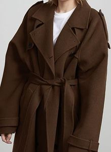 Trench Coat Long Wool <b>Overcoat</b> <b>Winter</b> Formal Business Windproof for Women OEM Custom Loose Fit Trench Coat Wholesale Breathable - Product Image 3