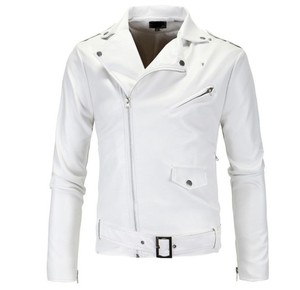 Chaqueta de Motociclista de Cuero PU Negra para Hombre, Corte Ajustado, Cierre de Cremallera, Estilo Biker, Cuello Camisero, Bolsillos, Epaulettes, Otoño Invierno - Product Image 3
