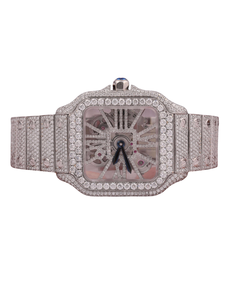 Reloj Mecánico Automático Elegante de Lujo en Oro Blanco Personalizado, Hecho a Mano con Esfera Blanca y Correa Personalizada - Product Image 1