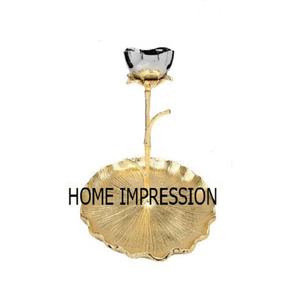 Nuevo patrón, lo último en oro, cuenco de diseño de Chip & Dip de Metal resistente de lujo chapado en oro para servir y decorar en bodas y fiestas - Product Image 1