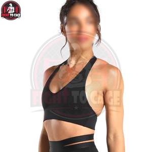 Black Color Wholesale Rate Fitness Yoga Wear Premium Quality Made In Pakistan 2026 Unique Design Simple Halter Neck Sports <b>Bra</b> - Product Image 4