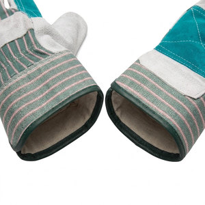 Gants de travail robustes en cuir de vachette pleine fleur avec doublure en coton, paume antidérapante, résistants à l'abrasion et à la chaleur, renforcés, certifiés CE - Product Image 6