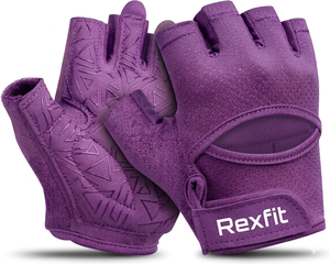 Rexfit Sports Half Finger Fitness Gloves Green PU Leather <b>Adjustable</b> Wrist <b>Strap</b> Gym Weight Lifting Unisex Gloves For Men's - Product Image 4