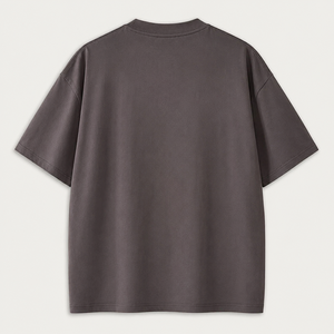 T-shirt à manches courtes surdimensionné gris foncé pour homme, col rond, style décontracté, logo imprimé sur le devant, jersey tricoté 100% coton - Product Image 6