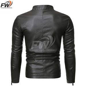Veste en cuir ajustée pour homme OEM, veste en cuir noire de haute qualité, veste en cuir PU de style britannique pour homme - Product Image 5